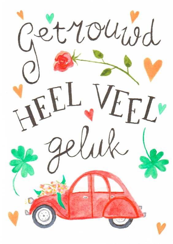 Felicitatiekaart getrouwd eend - Felicitatiekaarten Felicitatiekaarten - Felicitatiekaart getrouwd eend