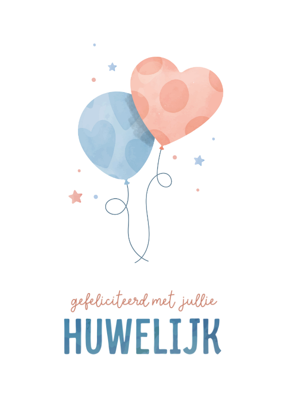 Felicitatiekaarten - Felicitatiekaart getrouwd met getekende ballonnen