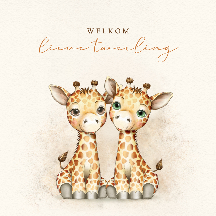 Felicitatiekaarten - Felicitatiekaart giraffe tweeling