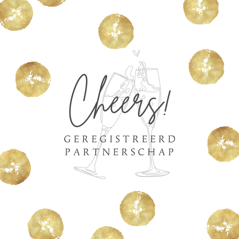 Felicitatiekaarten - Felicitatiekaart goud champagne geregistreerd partnerschap 