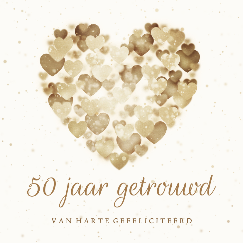 Felicitatiekaarten - Felicitatiekaart gouden hart huwelijksjubileum