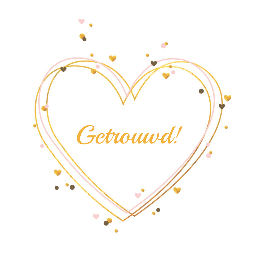 Felicitatiekaarten - Felicitatiekaart gouden harten met confetti