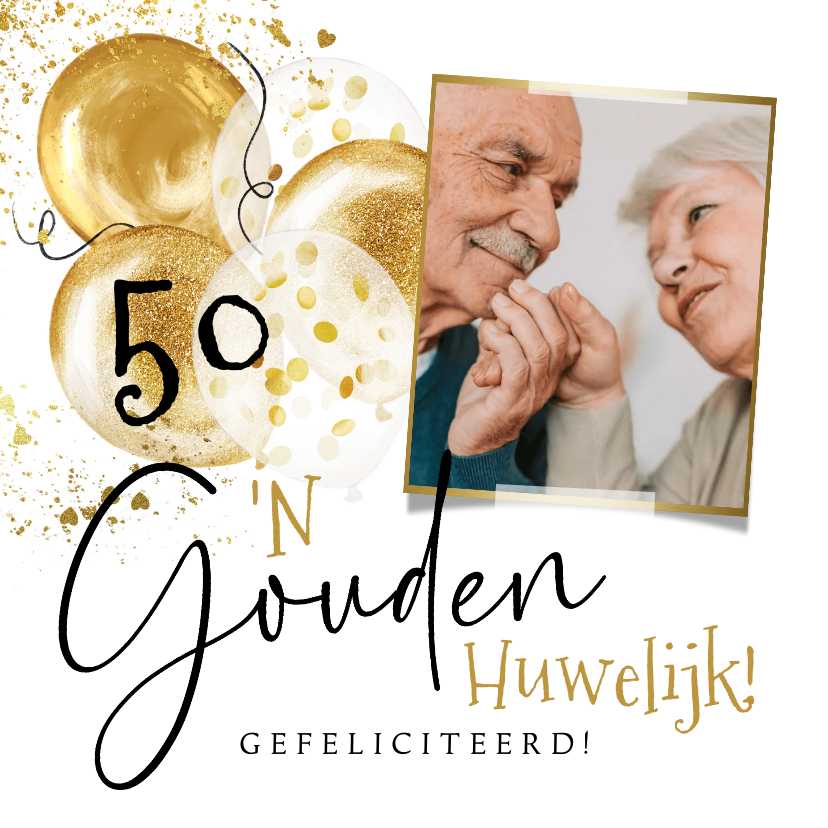 Felicitatiekaarten - Felicitatiekaart gouden huwelijk 50 jaar ballonnen foto