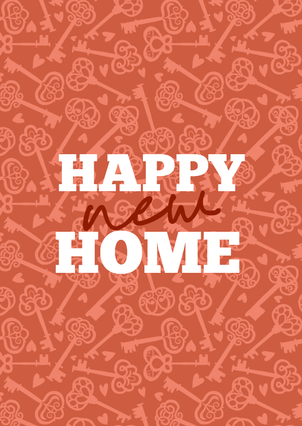 Felicitatiekaarten - Felicitatiekaart happy new home sleutel patroon