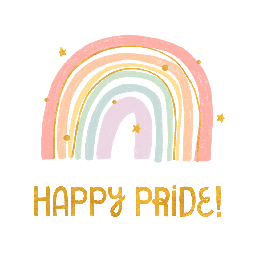 Felicitatiekaarten - Felicitatiekaart happy pride met regenboog en goudlook