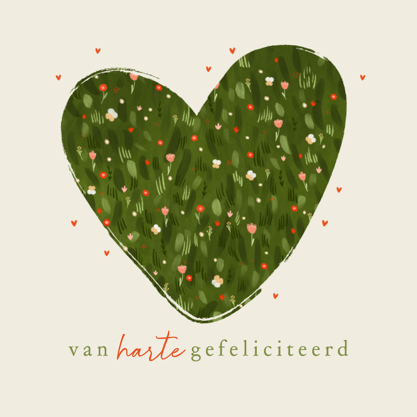 Felicitatiekaart hart bloementuin huwelijksjubileum - Felicitatiekaarten Felicitatiekaarten - Felicitatiekaart hart bloementuin huwelijksjubileum