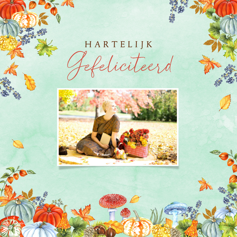 Felicitatiekaart herfsttafereel - Felicitatiekaarten Felicitatiekaarten - Felicitatiekaart herfsttafereel