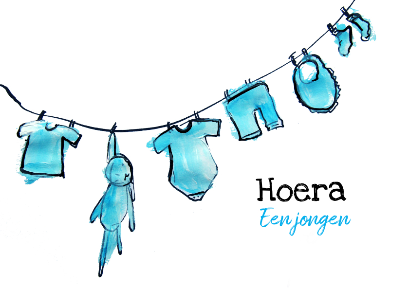 Felicitatiekaart, Hoera een jongen geboren - Felicitatiekaarten Felicitatiekaarten - Felicitatiekaart, Hoera een jongen geboren