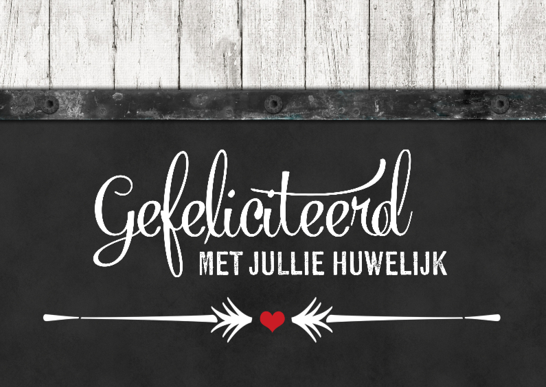 Felicitatiekaarten - Felicitatiekaart hout gefeliciteerd met jullie huwelijk