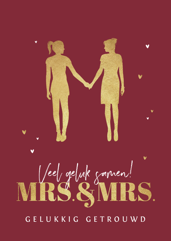 Felicitatiekaarten - Felicitatiekaart huwelijk gay mrs and mrs silhouet vrouwen