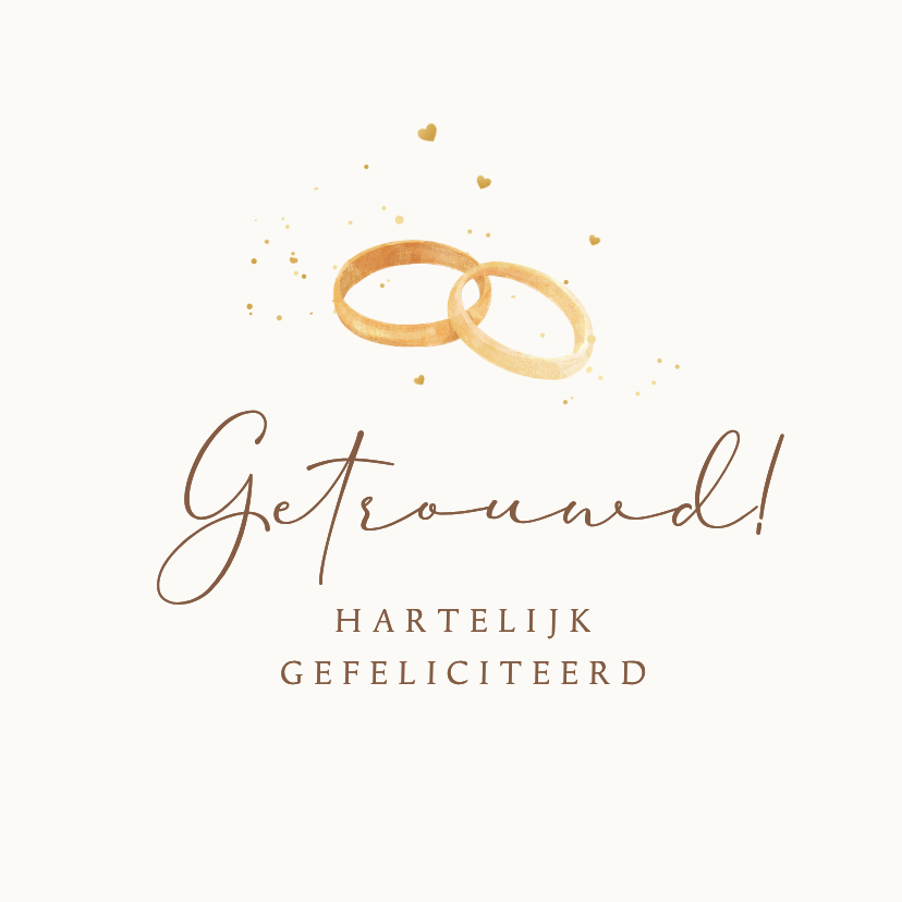 Felicitatiekaarten - Felicitatiekaart huwelijk getrouwd ringen liefde geluk