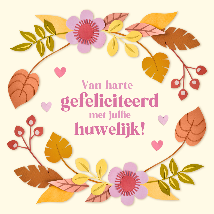 Felicitatiekaart huwelijk herfstbloemen - Felicitatiekaarten Felicitatiekaarten - Felicitatiekaart huwelijk herfstbloemen