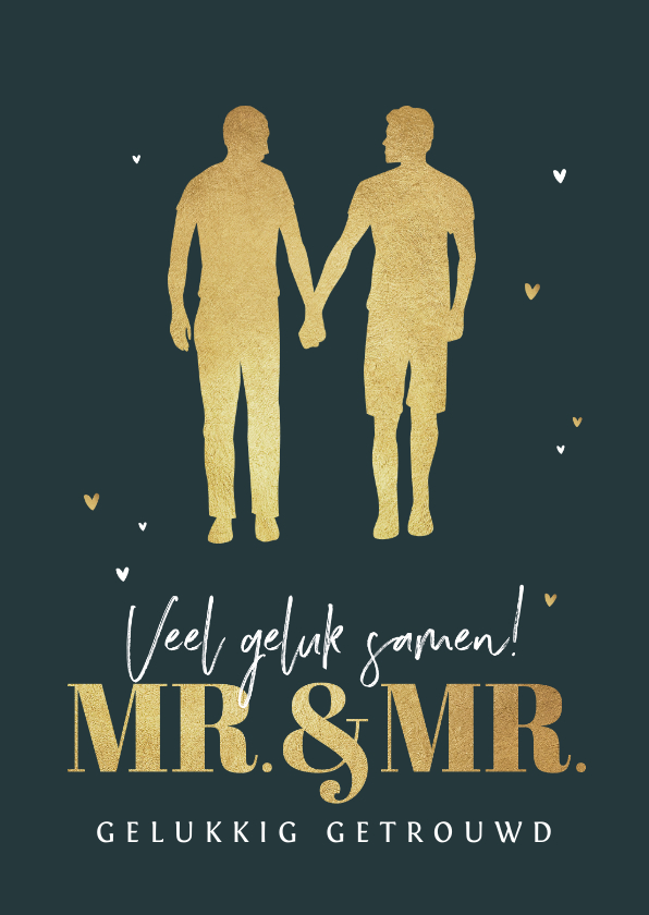Felicitatiekaarten - Felicitatiekaart huwelijk homo gay mr and mr silhouet