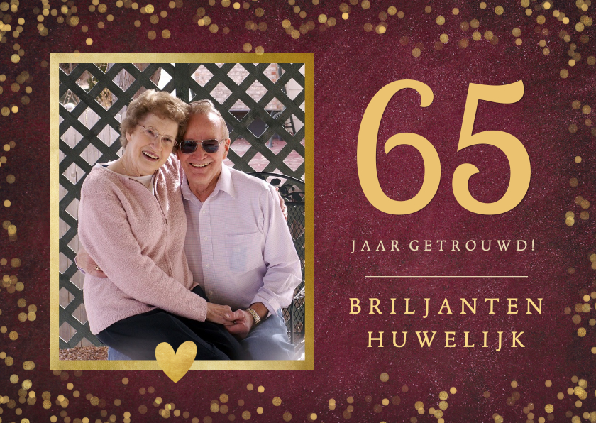 Felicitatiekaart huwelijksjubileum met getal en eigen foto - Felicitatiekaarten Felicitatiekaarten - Felicitatiekaart huwelijksjubileum met getal en eigen foto