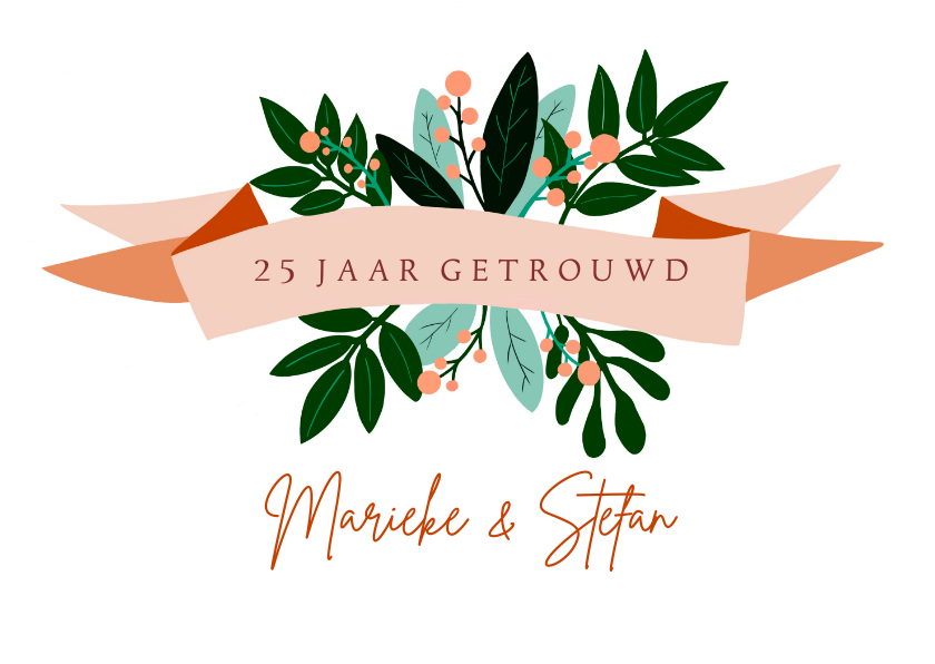 Felicitatiekaarten - Felicitatiekaart huwelijksjubileum oranje bloemen