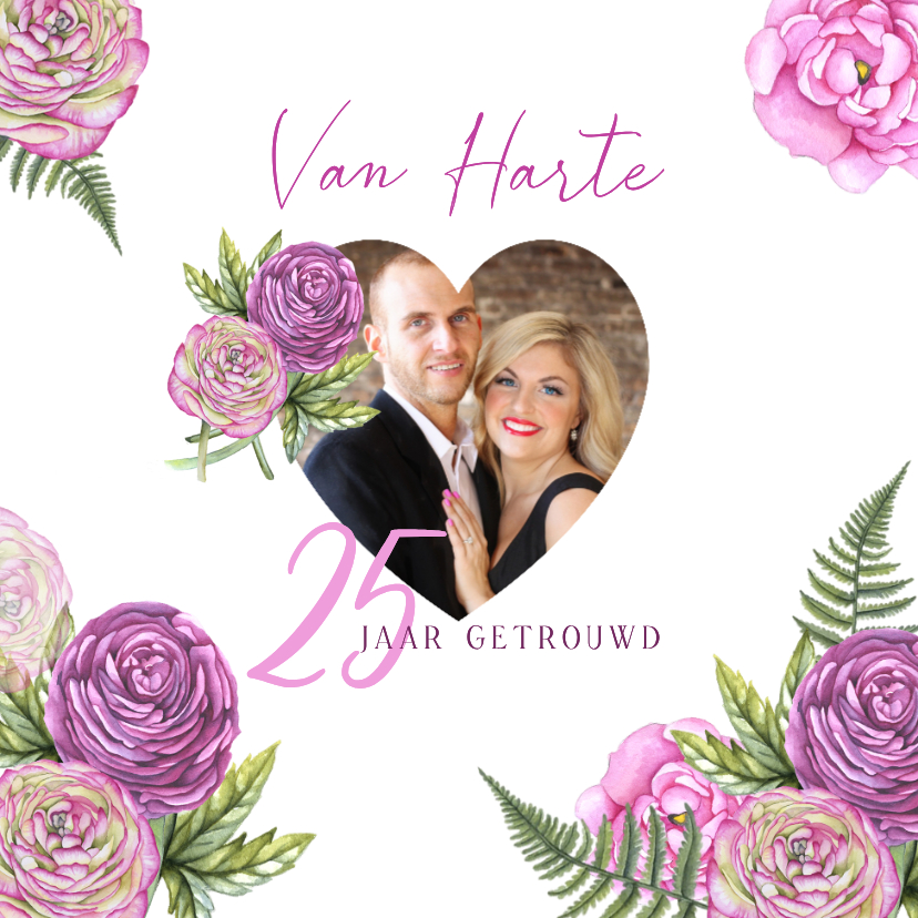 Felicitatiekaarten - felicitatiekaart huwelijksjubileum ranonkel jubileum