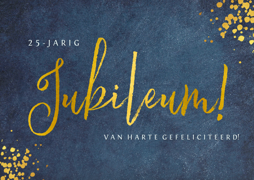 Felicitatiekaart huwelijksjubileum - stijlvol blauw met goud - Felicitatiekaarten Felicitatiekaarten - Felicitatiekaart huwelijksjubileum - stijlvol blauw met goud