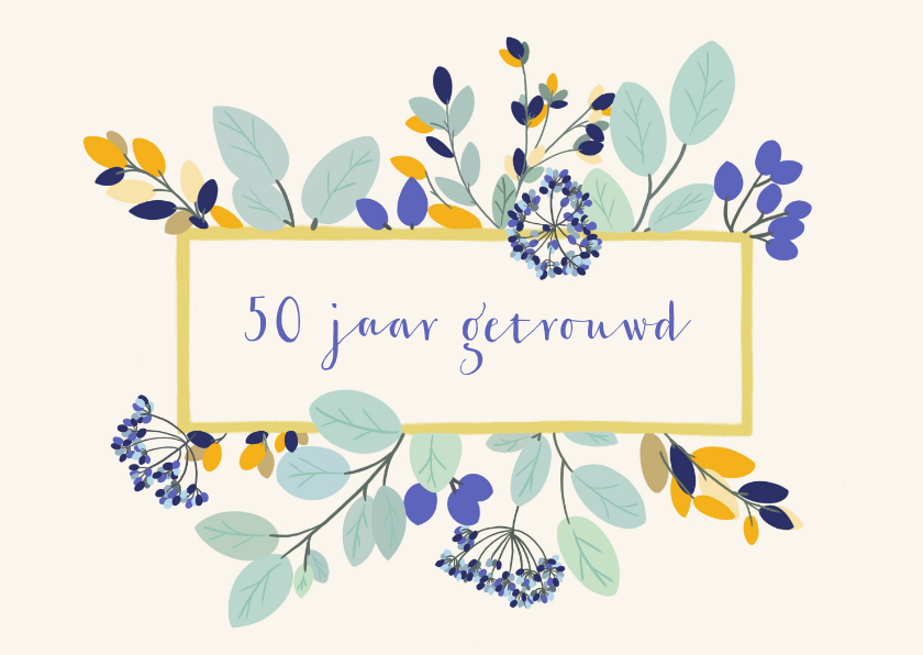 Felicitatiekaarten - Felicitatiekaart huwelijksjubileum stijlvolle bloemen