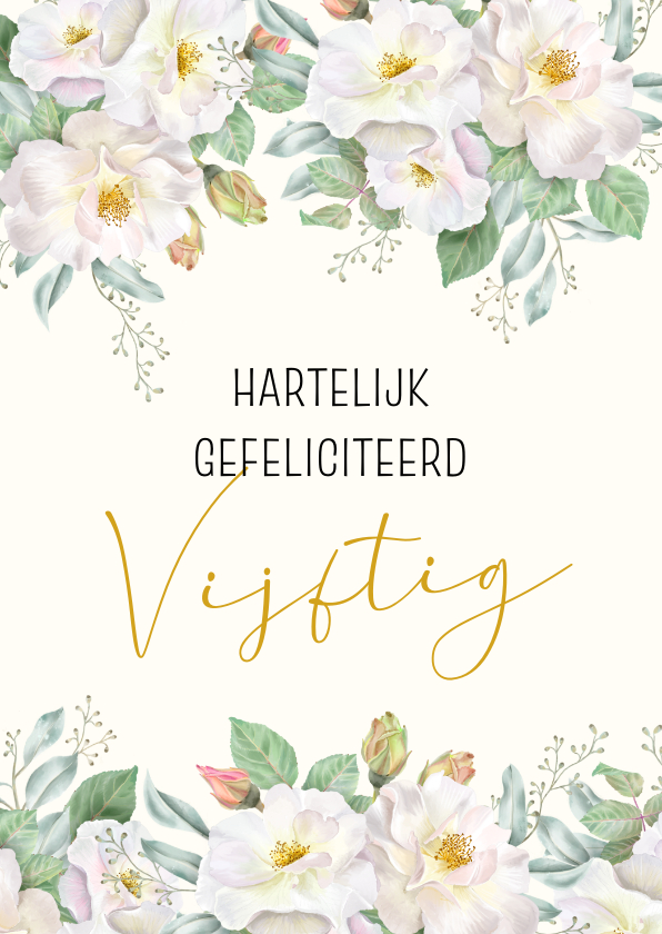 Felicitatiekaarten - Felicitatiekaart huwelijksjubileum witte rozen