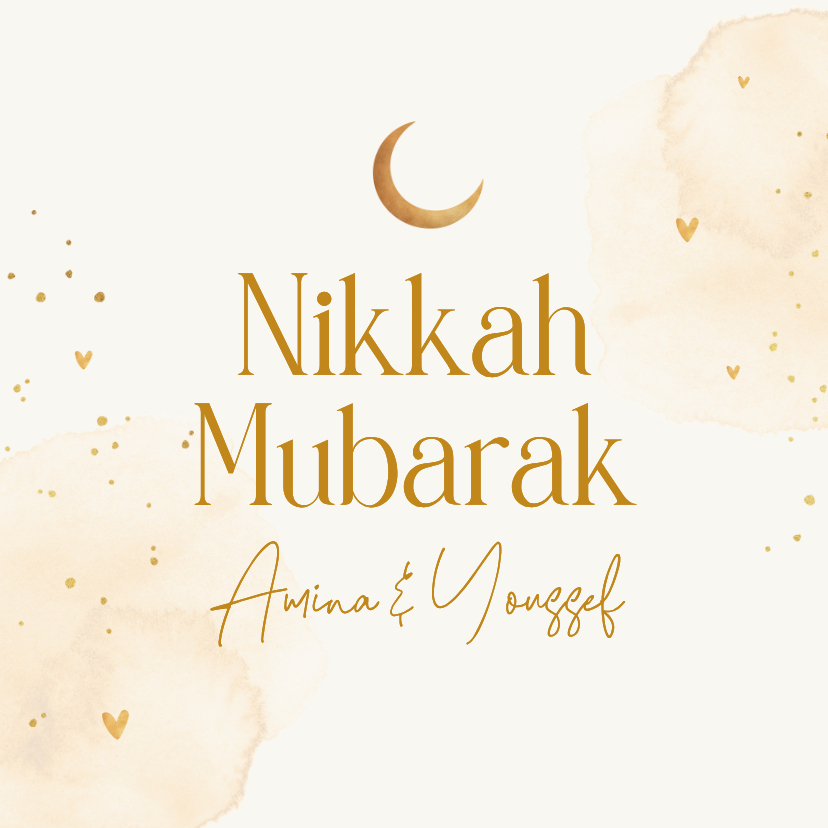 Felicitatiekaarten - Felicitatiekaart Islamitisch huwelijk Nikkah Mubarak liefde