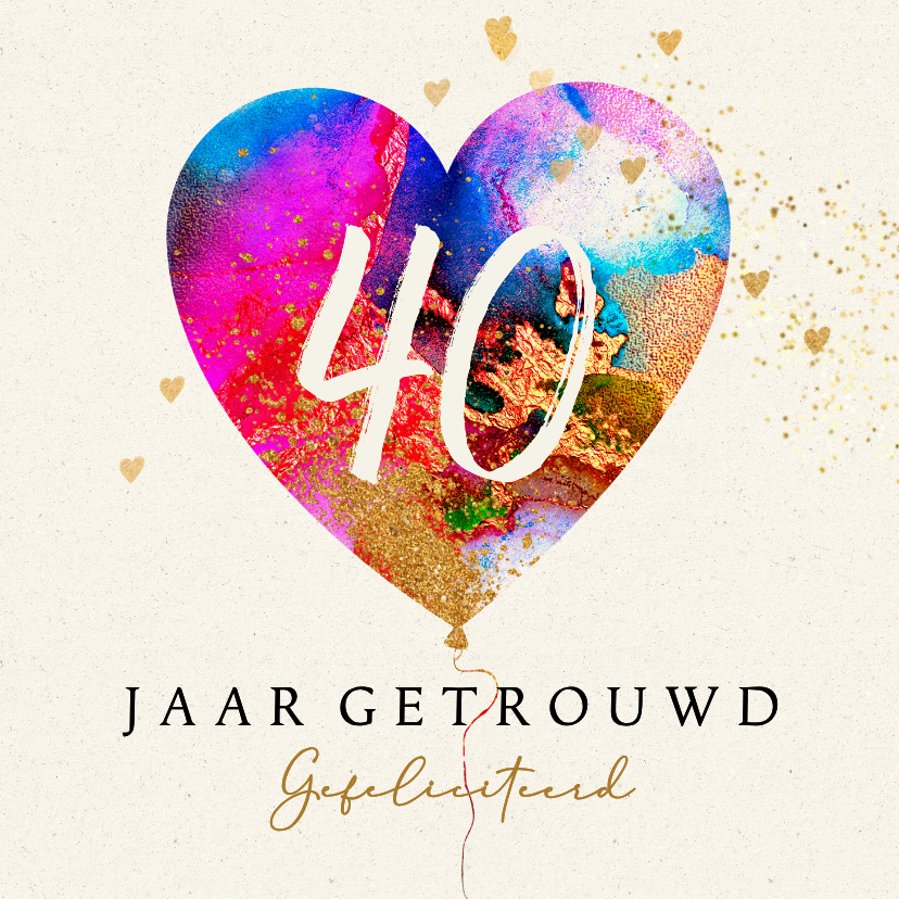 Felicitatiekaart jaar getrouwd ballon hart - Felicitatiekaarten Felicitatiekaarten - Felicitatiekaart jaar getrouwd ballon hart