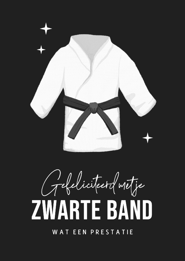 Felicitatiekaarten - Felicitatiekaart judo zwarte band sport prestatie