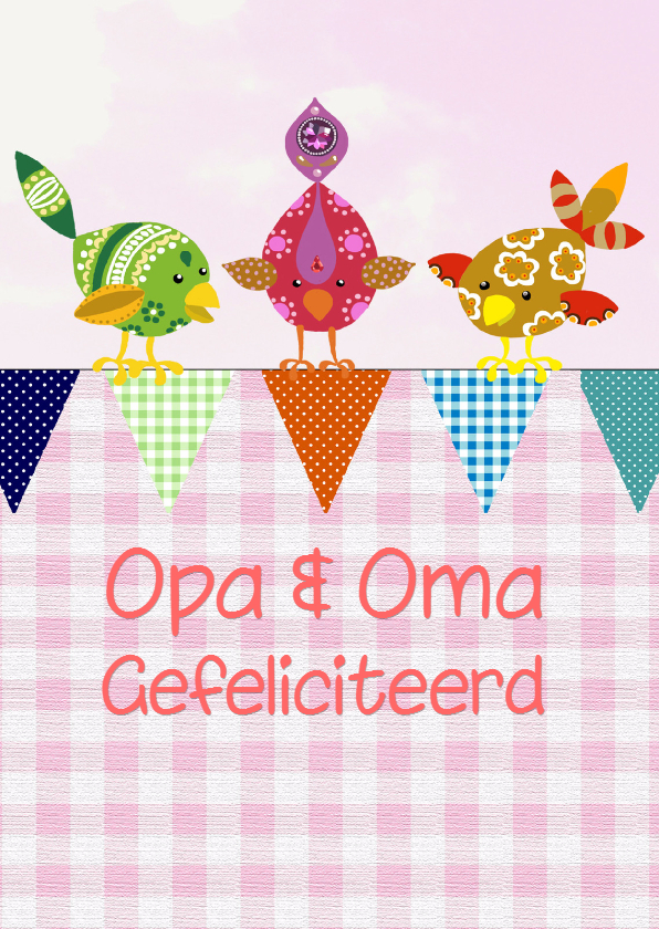 Felicitatiekaart kleindochter vogeltjes - Felicitatiekaarten Felicitatiekaarten - Felicitatiekaart kleindochter vogeltjes