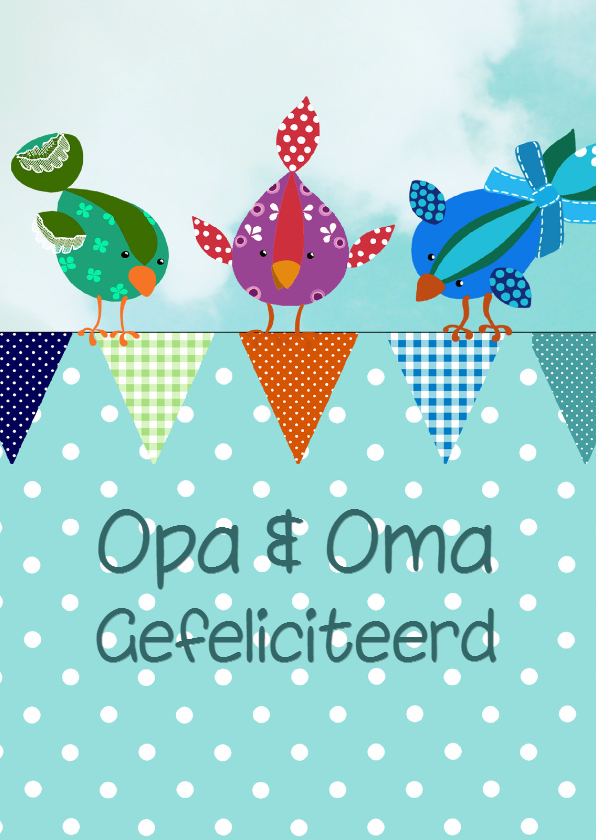 Felicitatiekaart kleinzoon vogeltjes - Felicitatiekaarten Felicitatiekaarten - Felicitatiekaart kleinzoon vogeltjes