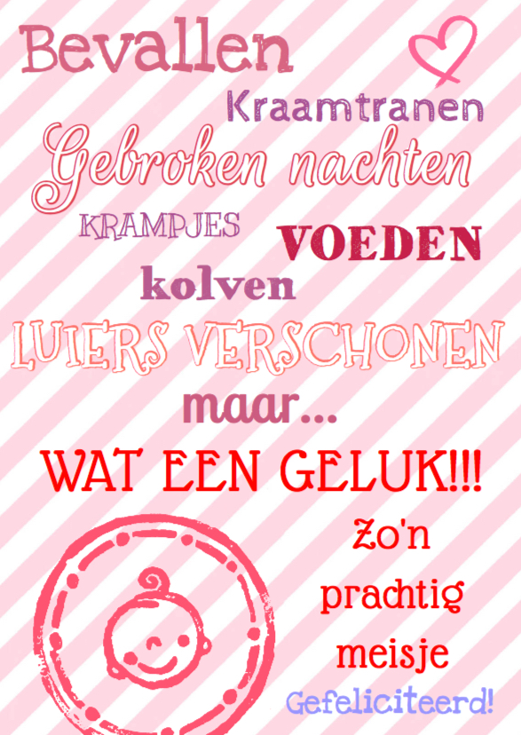 Felicitatiekaart meisje geboren - Felicitatiekaarten Felicitatiekaarten - Felicitatiekaart meisje geboren