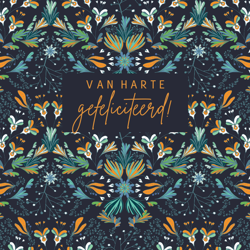 Felicitatiekaart met bloemen patroon - Felicitatiekaarten Felicitatiekaarten - Felicitatiekaart met bloemen patroon