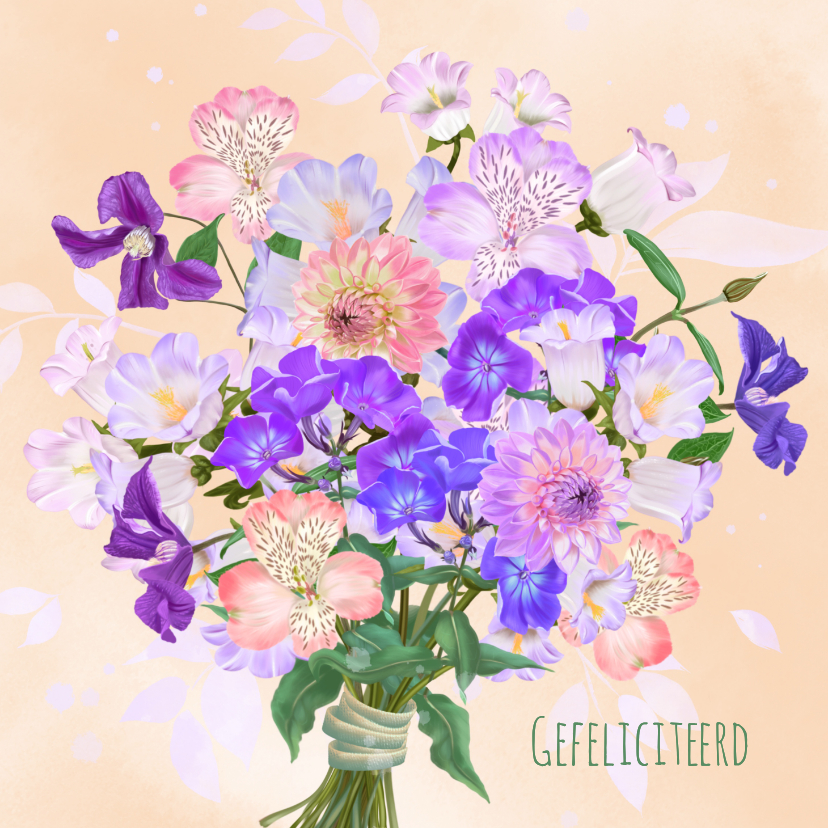 Felicitatiekaarten - Felicitatiekaart met boeket zomerbloemen