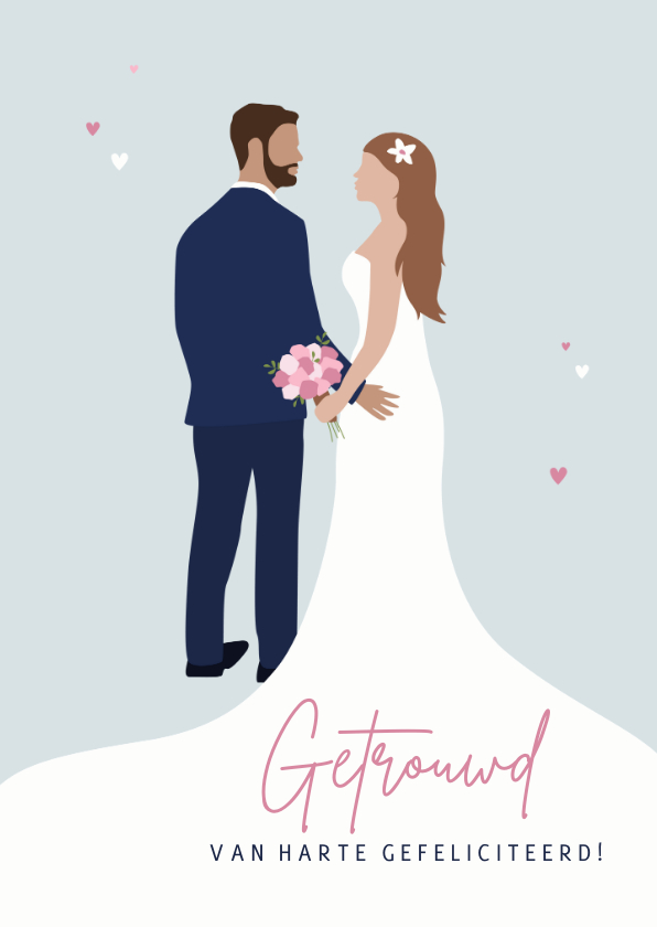 Felicitatiekaarten - Felicitatiekaart met bruidspaar