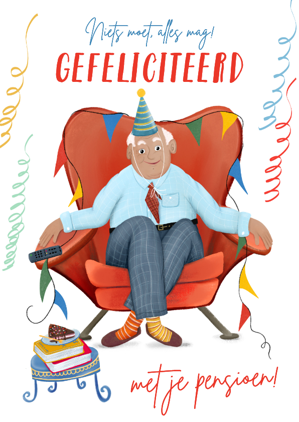 Felicitatiekaarten - Felicitatiekaart met meneer in luie stoel