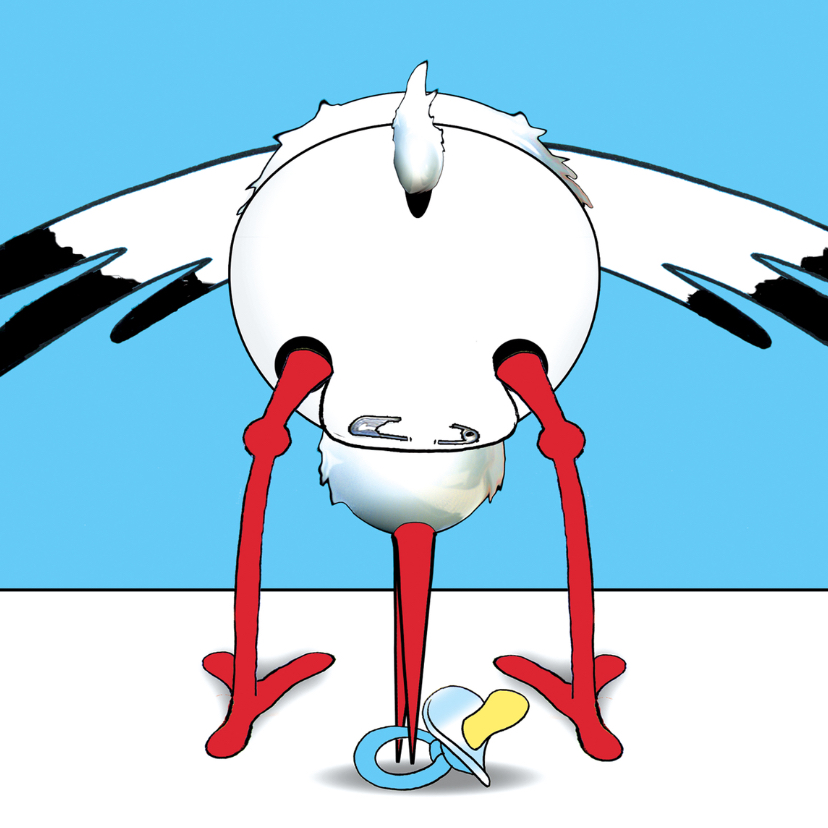 Felicitatiekaart met ooievaar - Felicitatiekaarten Felicitatiekaarten - Felicitatiekaart met ooievaar