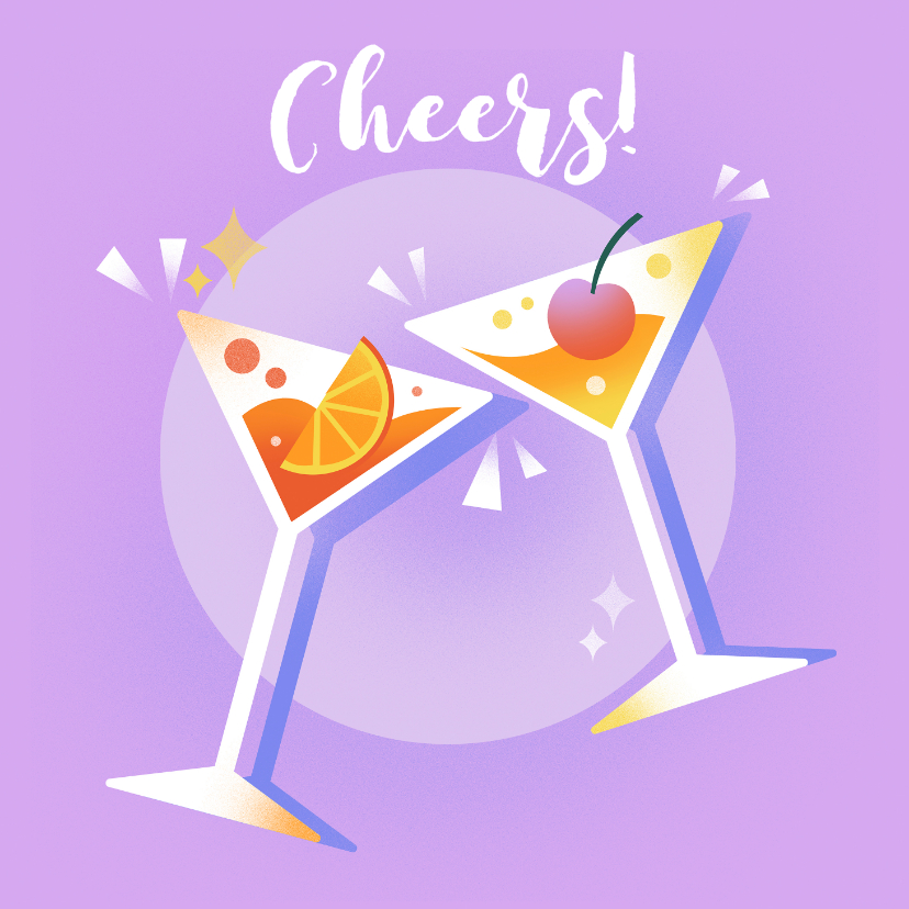 Felicitatiekaarten -  Felicitatiekaart met twee geïllustreerde cocktailglazen