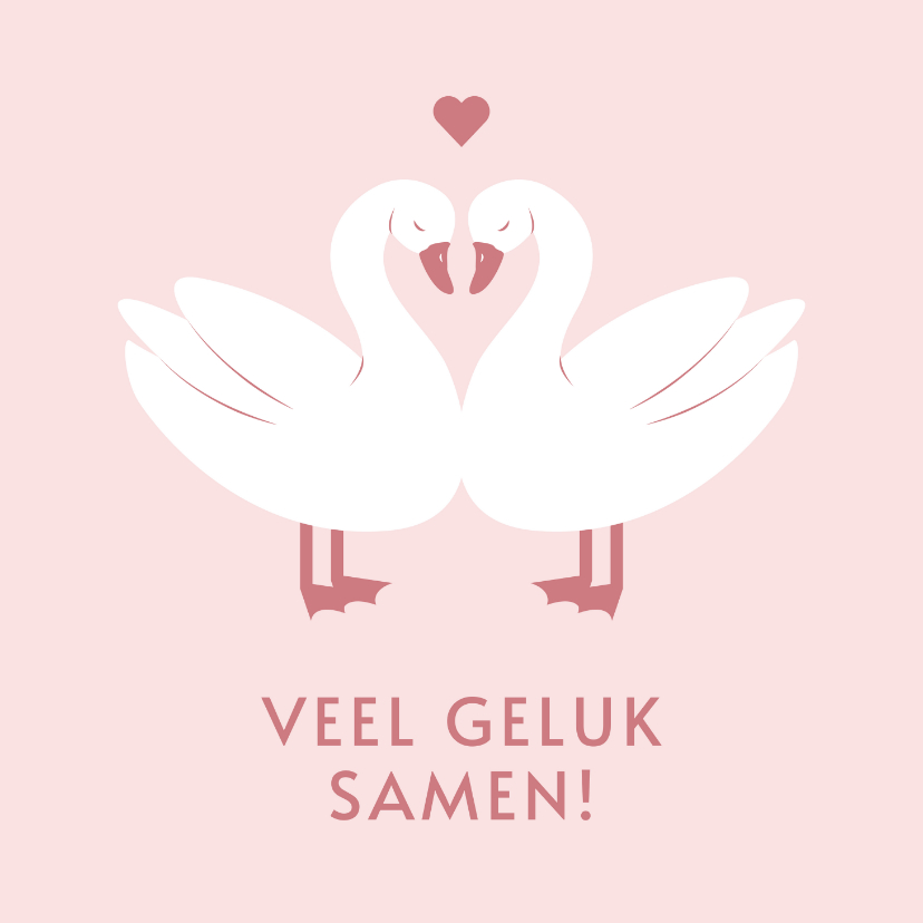 Felicitatiekaarten - Felicitatiekaart met zwanen veel geluk samen hartje