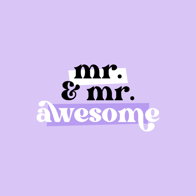 Felicitatiekaarten - Felicitatiekaart mr. & mr. awesome paars