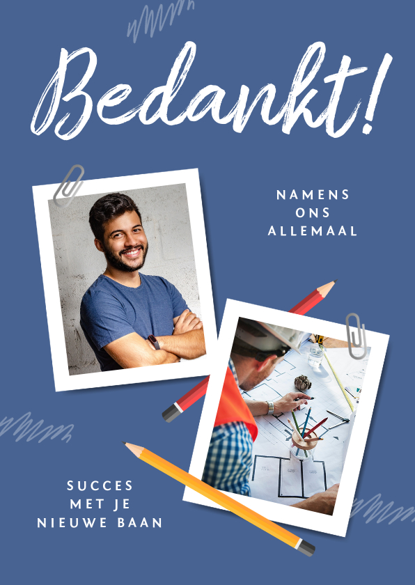 Felicitatiekaart nieuwe baan foto bedankt collega - Felicitatiekaarten Felicitatiekaarten - Felicitatiekaart nieuwe baan foto bedankt collega
