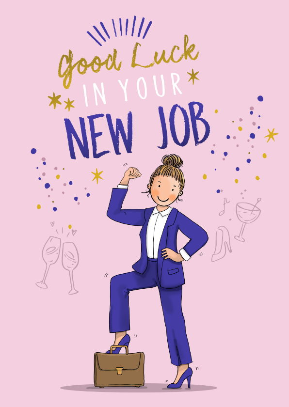 Felicitatiekaarten - Felicitatiekaart nieuwe baan vrouw