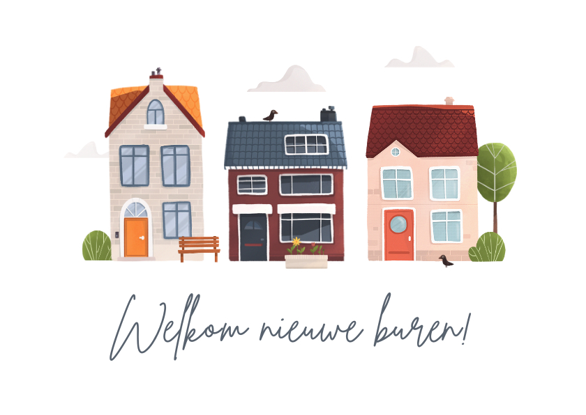 Felicitatiekaarten - Felicitatiekaart nieuwe buren huizen buurt wijk welkom