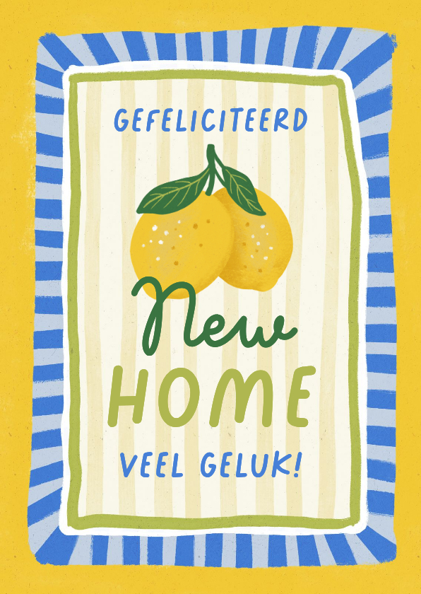 Felicitatiekaart nieuwe woning fris citroenen gouache verf - Felicitatiekaarten Felicitatiekaarten - Felicitatiekaart nieuwe woning fris citroenen gouache verf