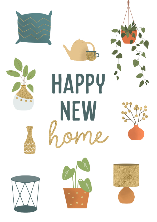 Felicitatiekaart nieuwe woning interieur - Felicitatiekaarten Felicitatiekaarten - Felicitatiekaart nieuwe woning interieur