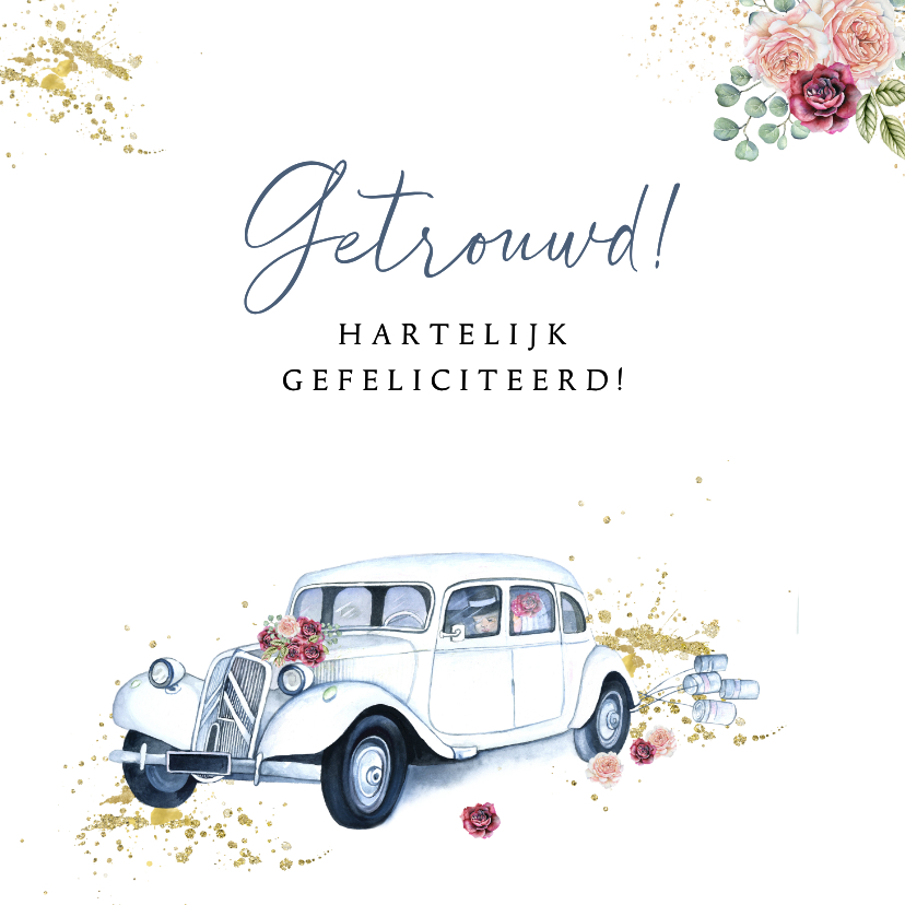 Felicitatiekaarten - Felicitatiekaart oldtimer huwelijk