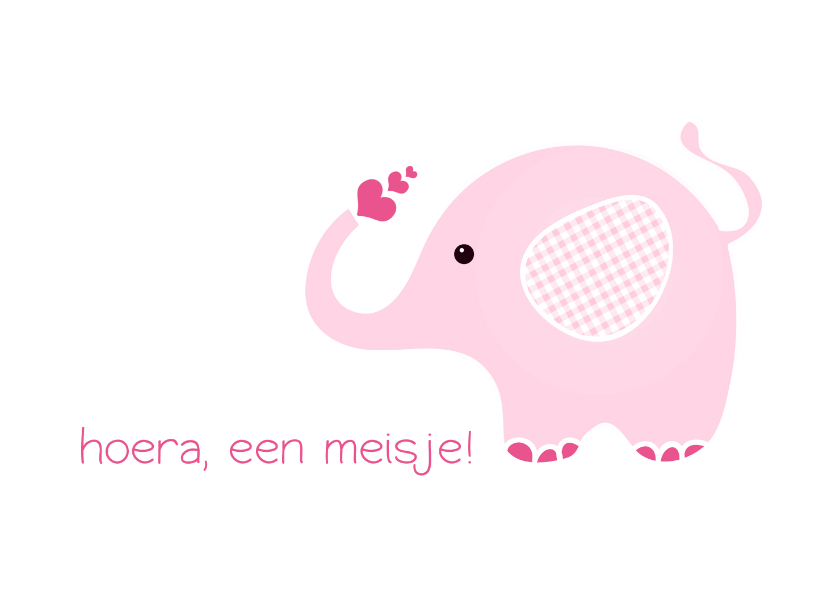 Felicitatiekaart olifantje geboorte meisje - Felicitatiekaarten Felicitatiekaarten - Felicitatiekaart olifantje geboorte meisje
