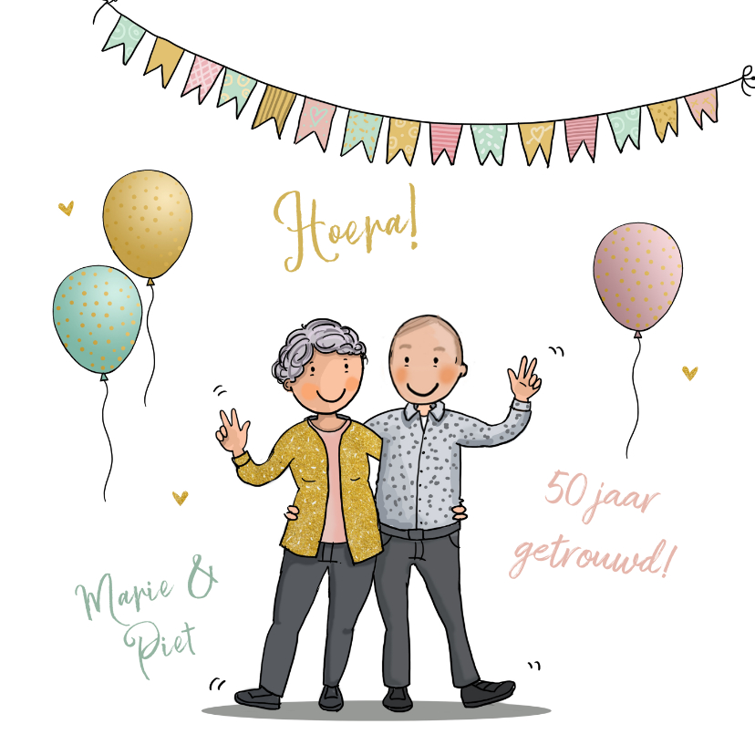 Felicitatiekaarten - Felicitatiekaart opa en oma huwelijksjubileum
