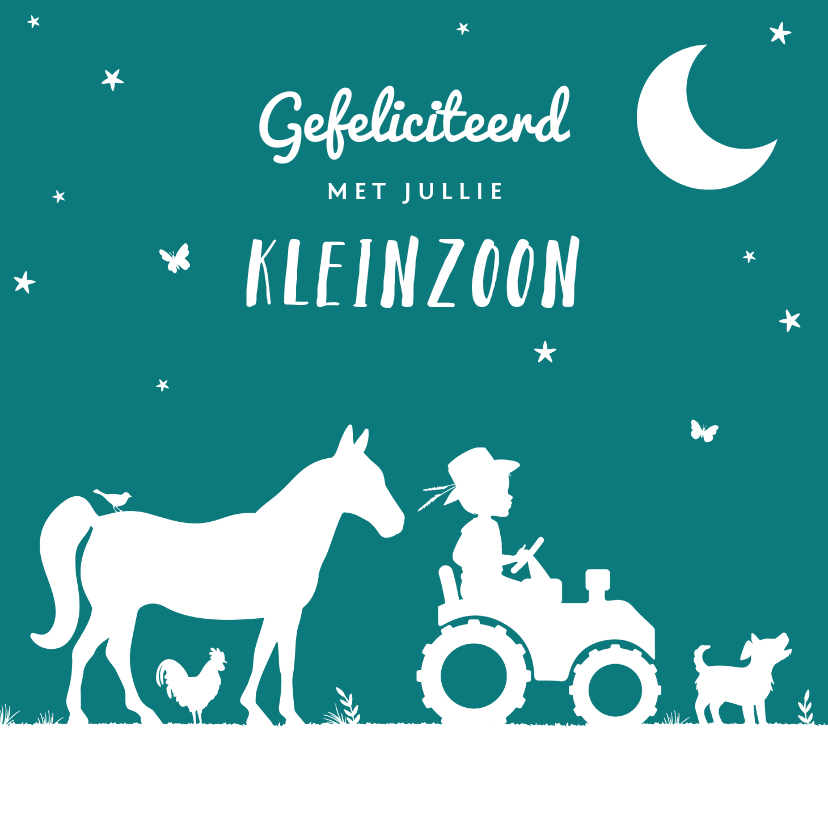 Felicitatiekaarten - Felicitatiekaart opa en oma kleinzoon boerderij jongen