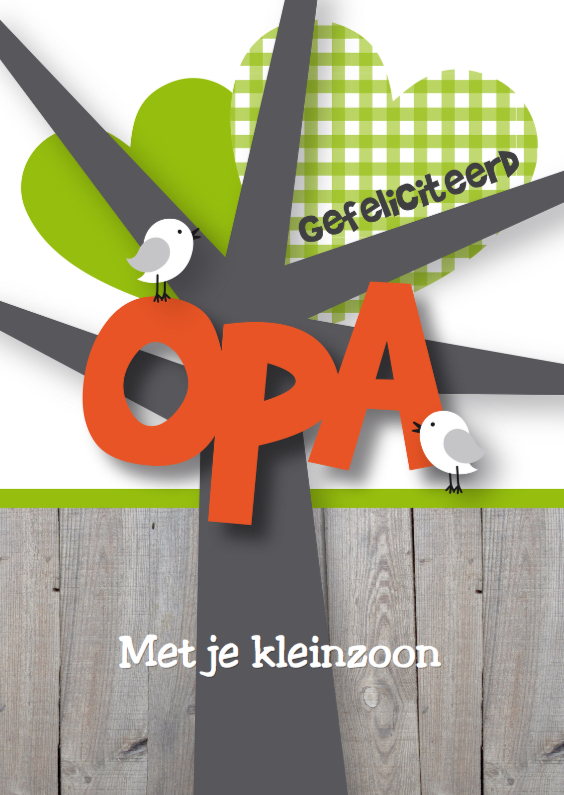 Felicitatiekaart opa kleinkind vogeltjes - Felicitatiekaarten Felicitatiekaarten - Felicitatiekaart opa kleinkind vogeltjes