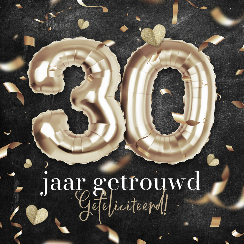 Felicitatiekaarten - Felicitatiekaart parel huwelijk 30 jaar getrouwd confetti