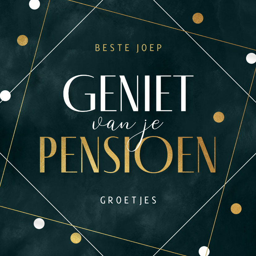 Felicitatiekaarten - Felicitatiekaart pensioen genieten confetti goud relaxen