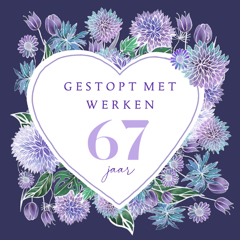 Felicitatiekaarten - Felicitatiekaart Pensioen hart bloemen